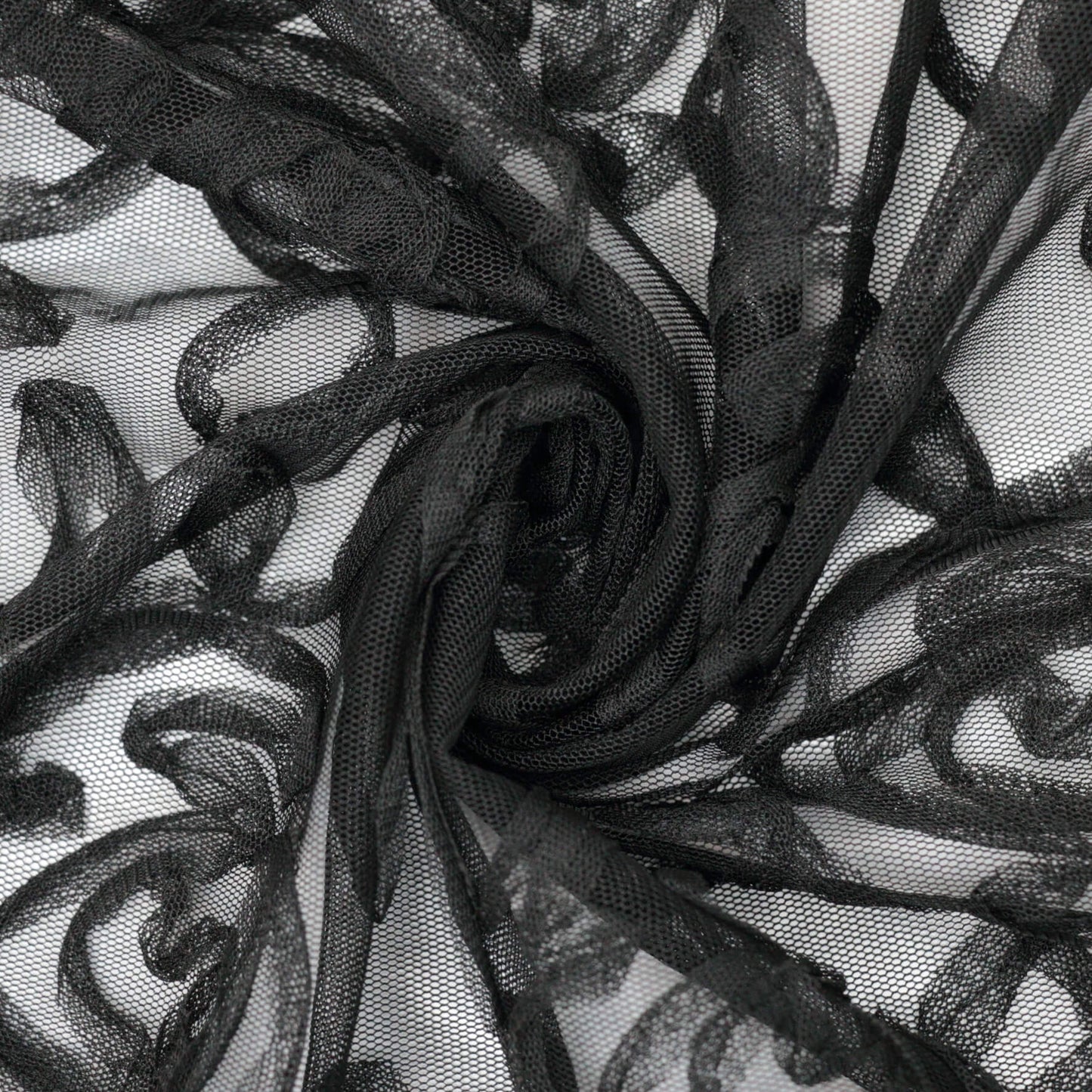 Black Rose Embossed Mesh per/metre