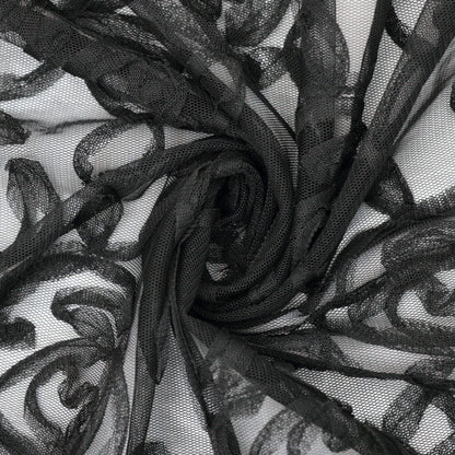 Black Rose Embossed Mesh per/metre