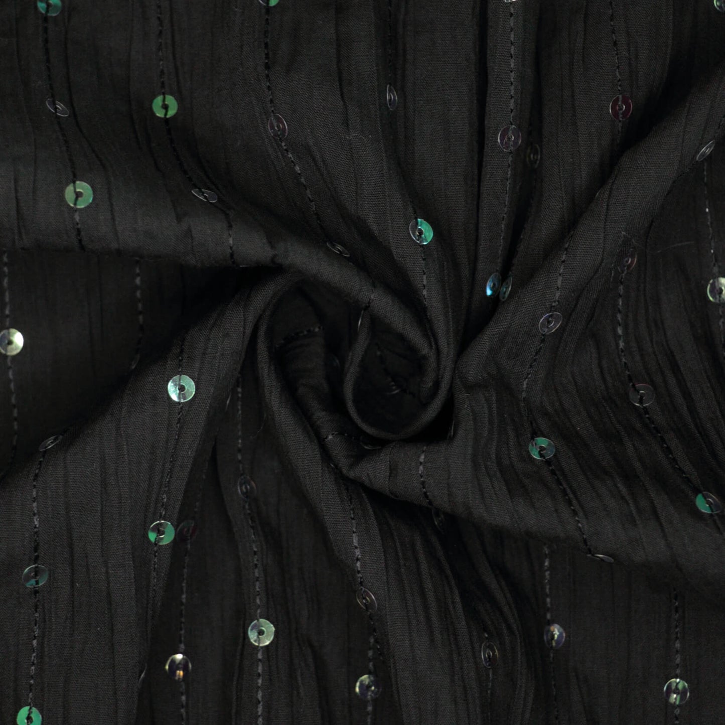 Black Sequin Crinkle Polycotton 1m
