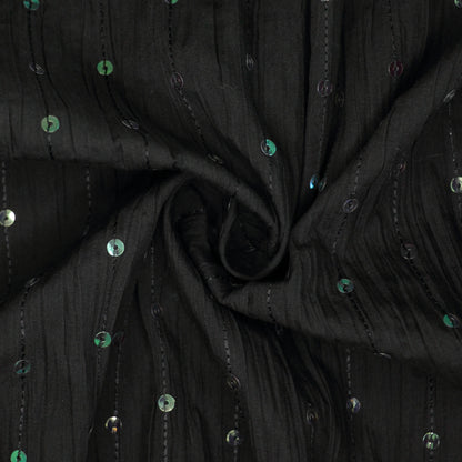 Black Sequin Crinkle Polycotton 1m