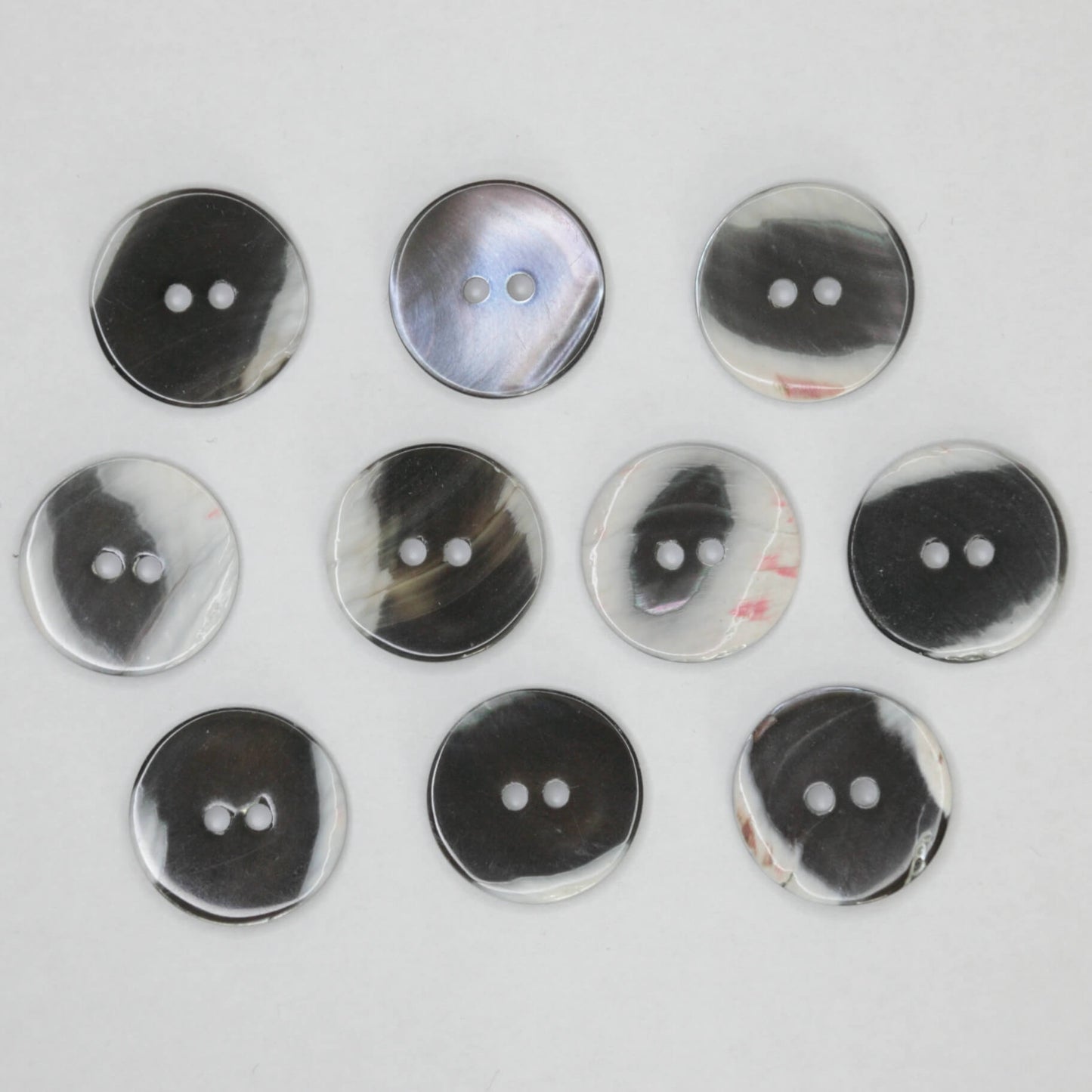 20mm Black/White Pearlescent 2-Hole Buttons 10pk