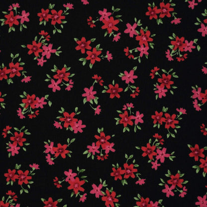 Black & Red Ditsy Georgette per/metre