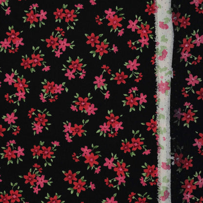 Black & Red Ditsy Georgette per/metre