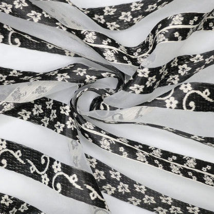 Black & White Sheer Stripe Brocade per/metre
