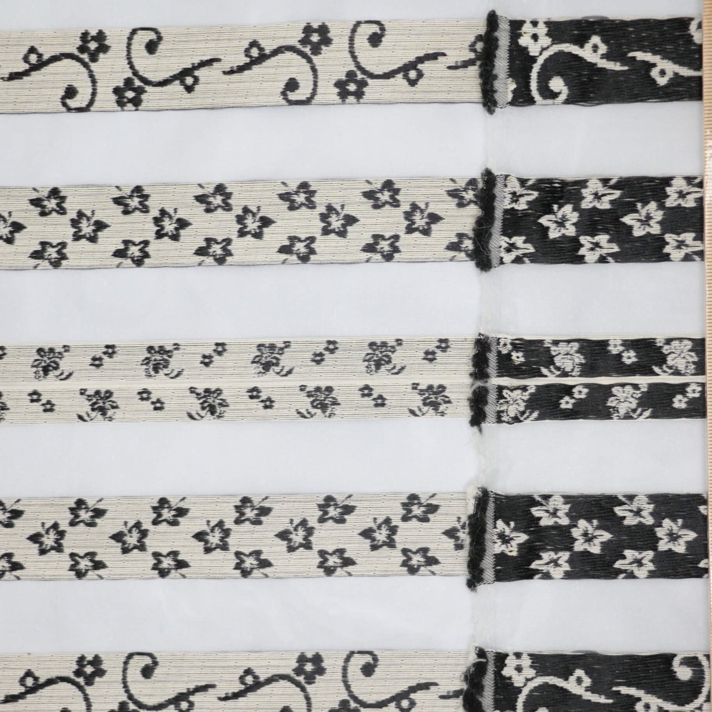 Black & White Sheer Stripe Brocade per/metre