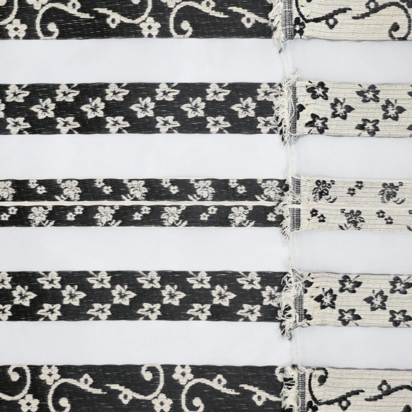 Black & White Sheer Stripe Brocade per/metre