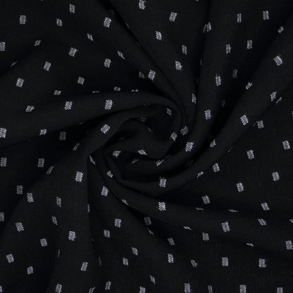 Black and White Dobby Weave Polyester per/metre