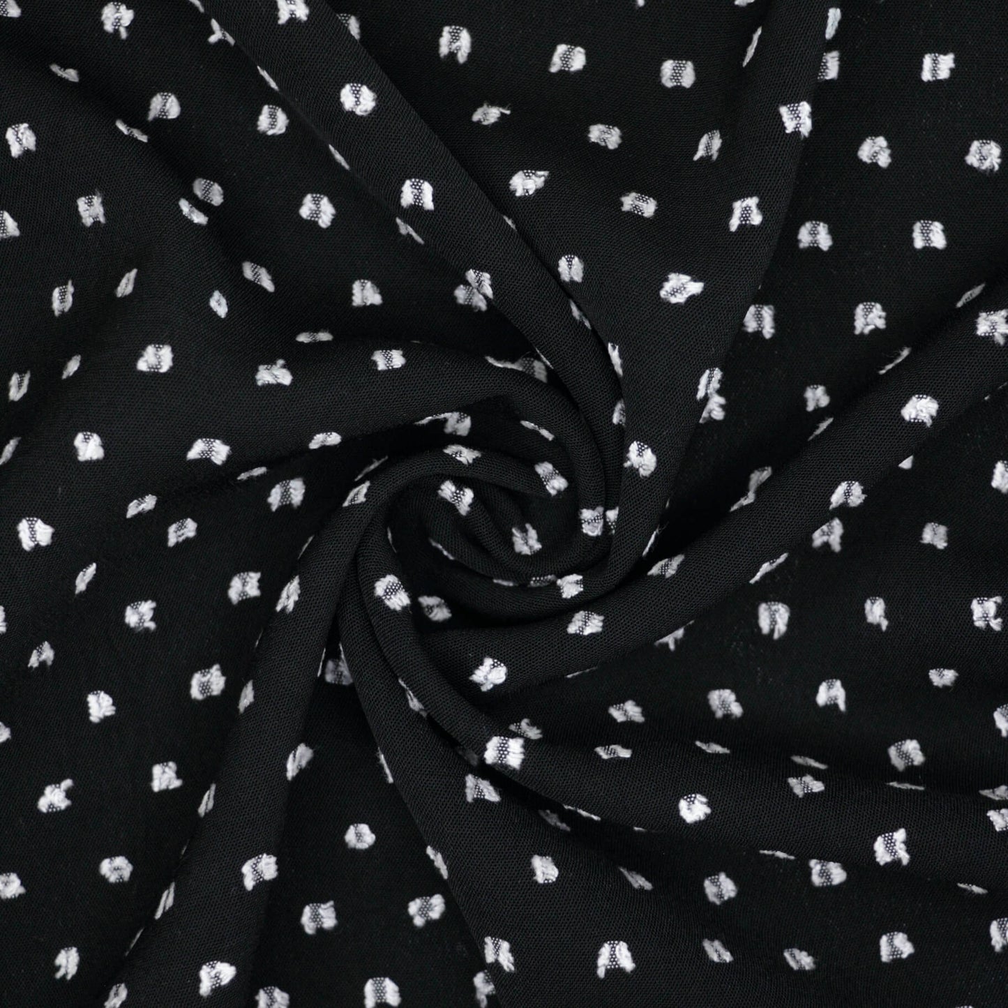 Black and White Dobby Weave Polyester per/metre