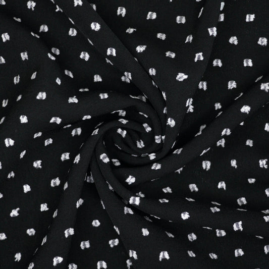 Black and White Dobby Weave Polyester per/metre