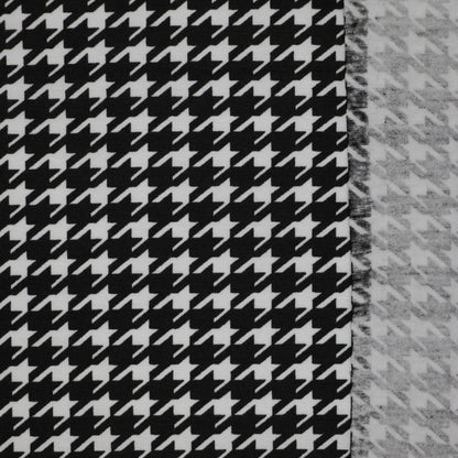 Black and White Cotton Houndstooth Jersey per/metre