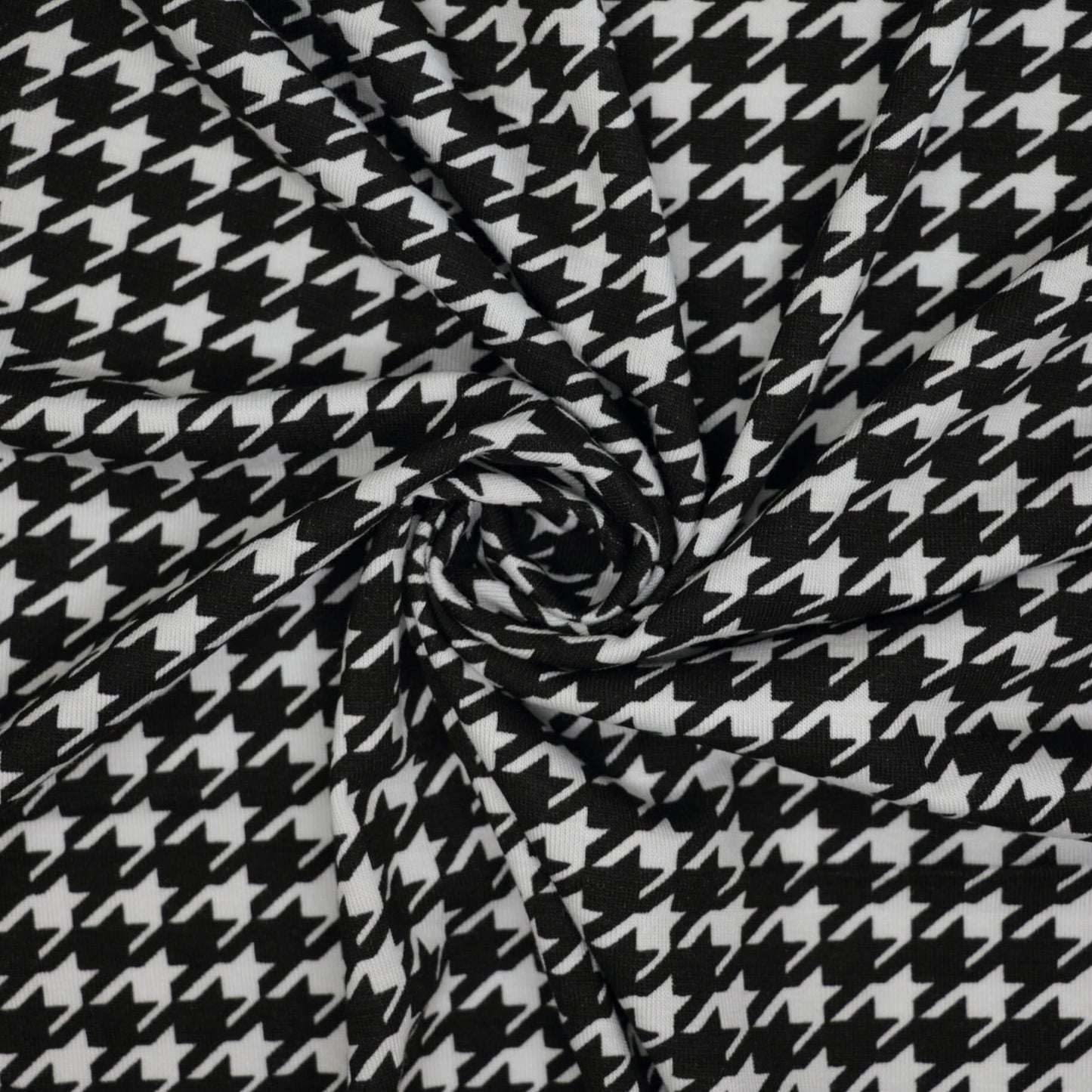 Black and White Cotton Houndstooth Jersey per/metre