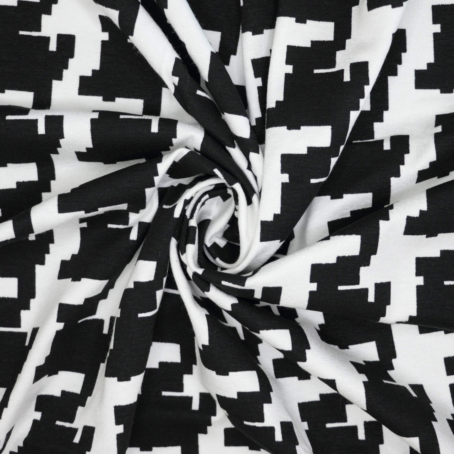 Black and White Large Houndstooth Cotton Jersey per/metre