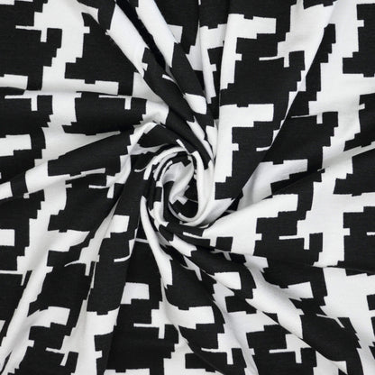 Black and White Large Houndstooth Cotton Jersey per/metre