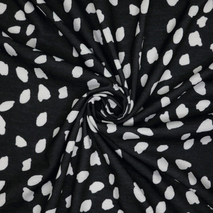 Black and White Spot Jersey per/metre