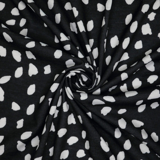 Black and White Spot Jersey per/metre