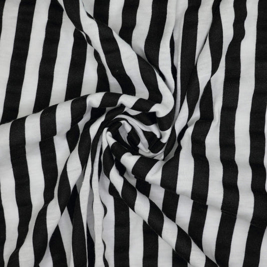 Black and White Stripe Jersey per/metre
