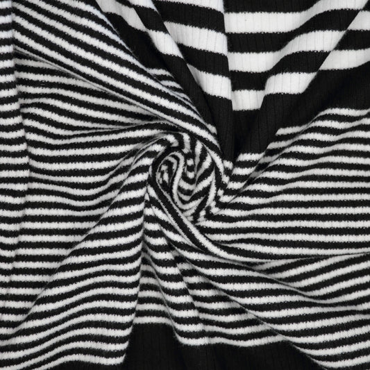 B&W Stripe Ribbed Cotton Jersey 1m