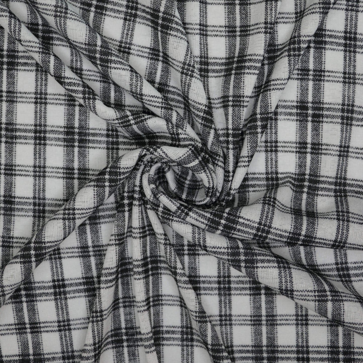 Black and White Windowpane Plaid Jersey per/metre
