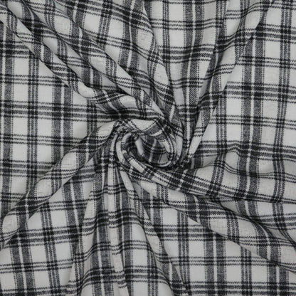 Black and White Windowpane Plaid Jersey per/metre