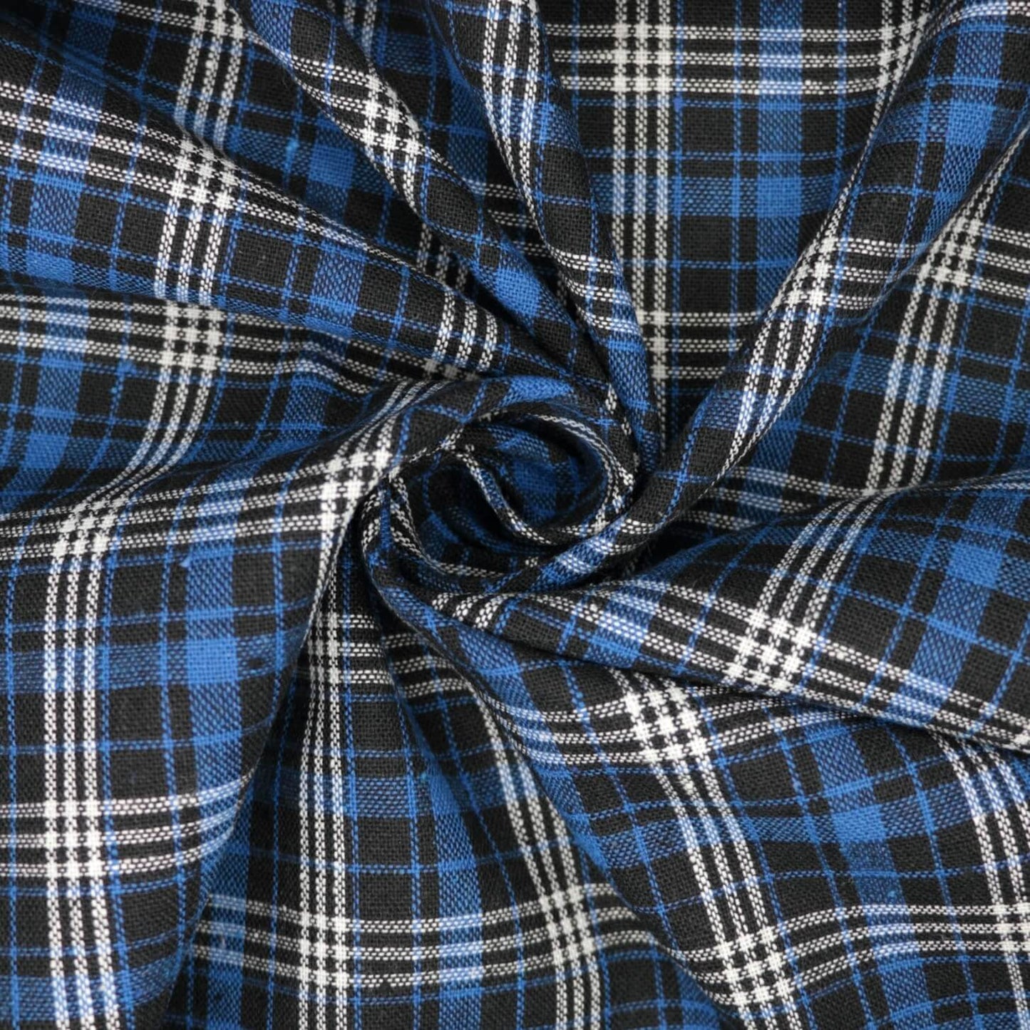 Blue Brushed Check Cotton Blend 1m