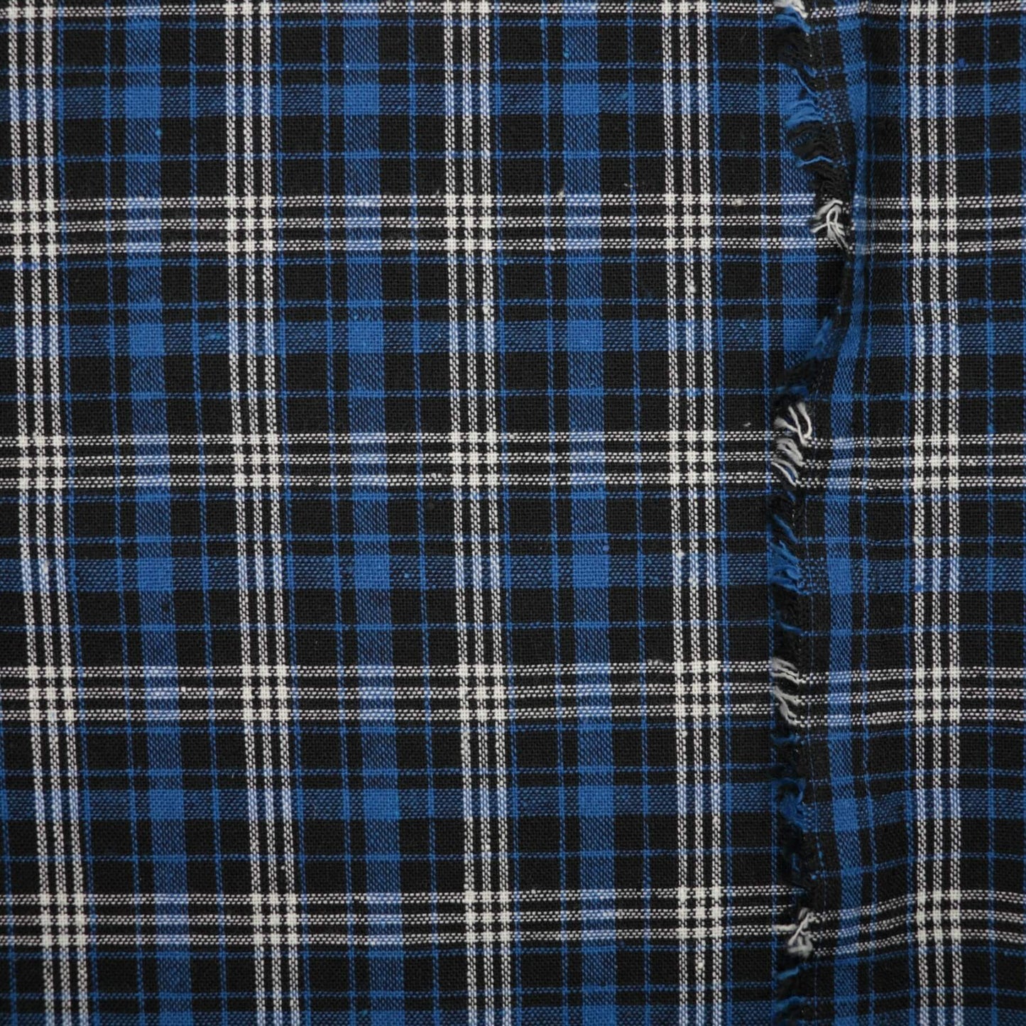 Blue Brushed Check Cotton Blend 1m