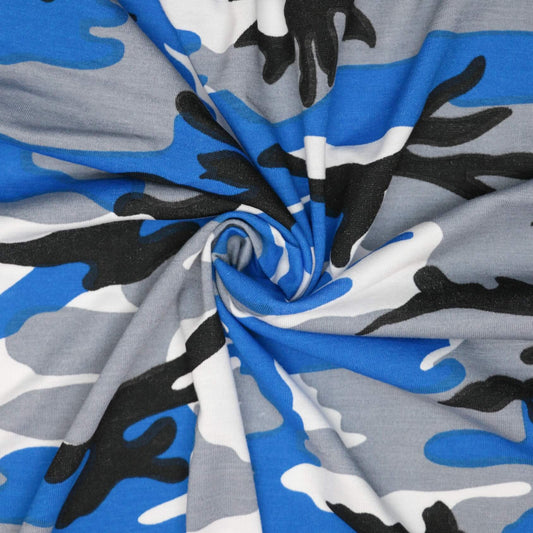 Blue Camo Jersey per/metre