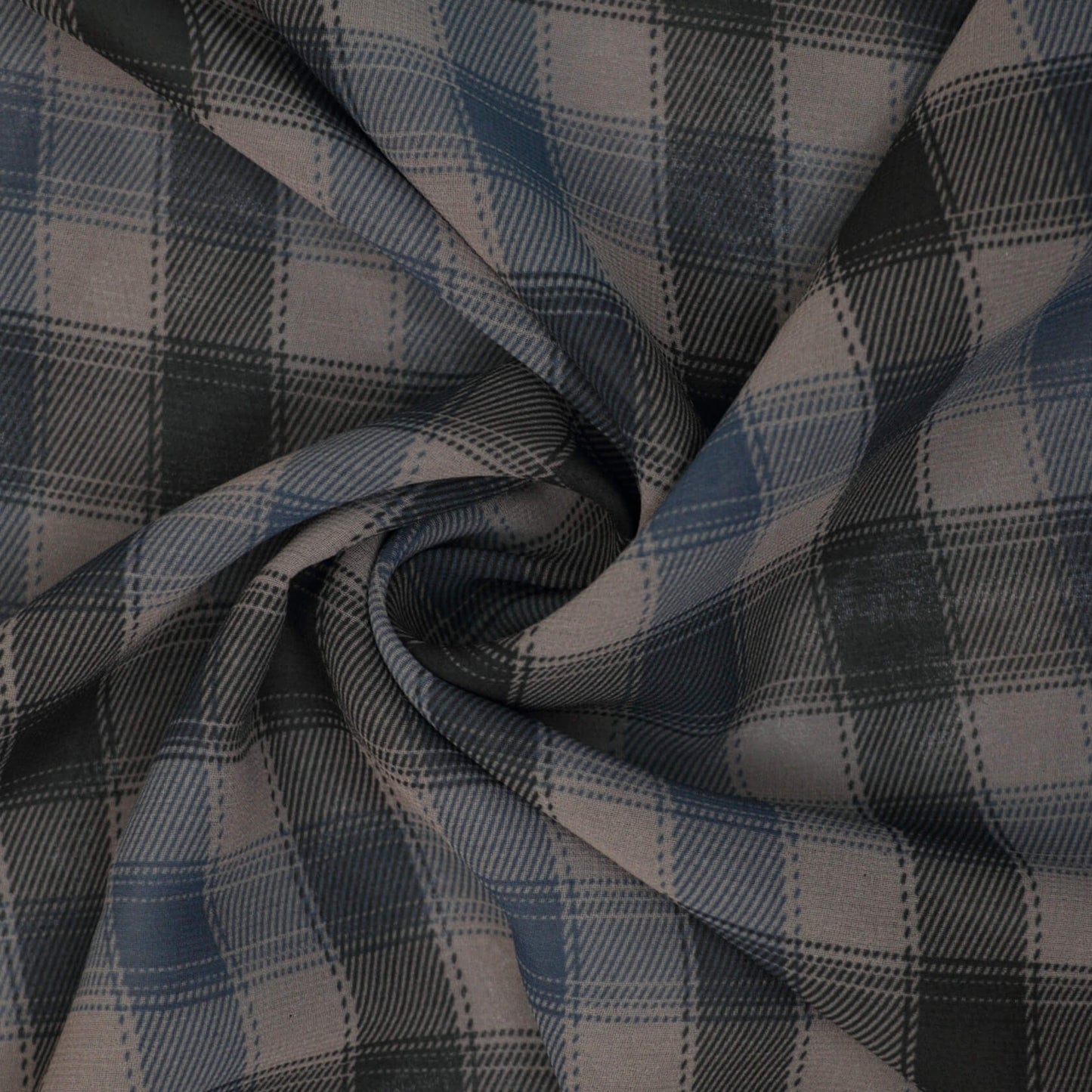 Blue & Black Plaid Chiffon per/metre