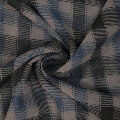 Blue & Black Plaid Chiffon per/metre