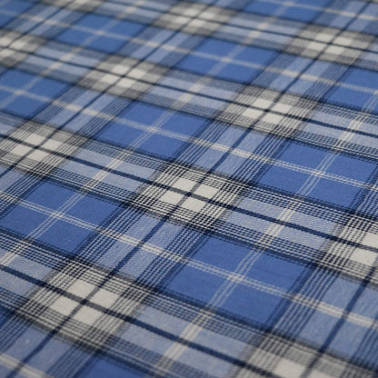 Blue Check Cotton per/metre