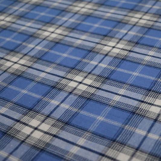Blue Check Cotton per/metre