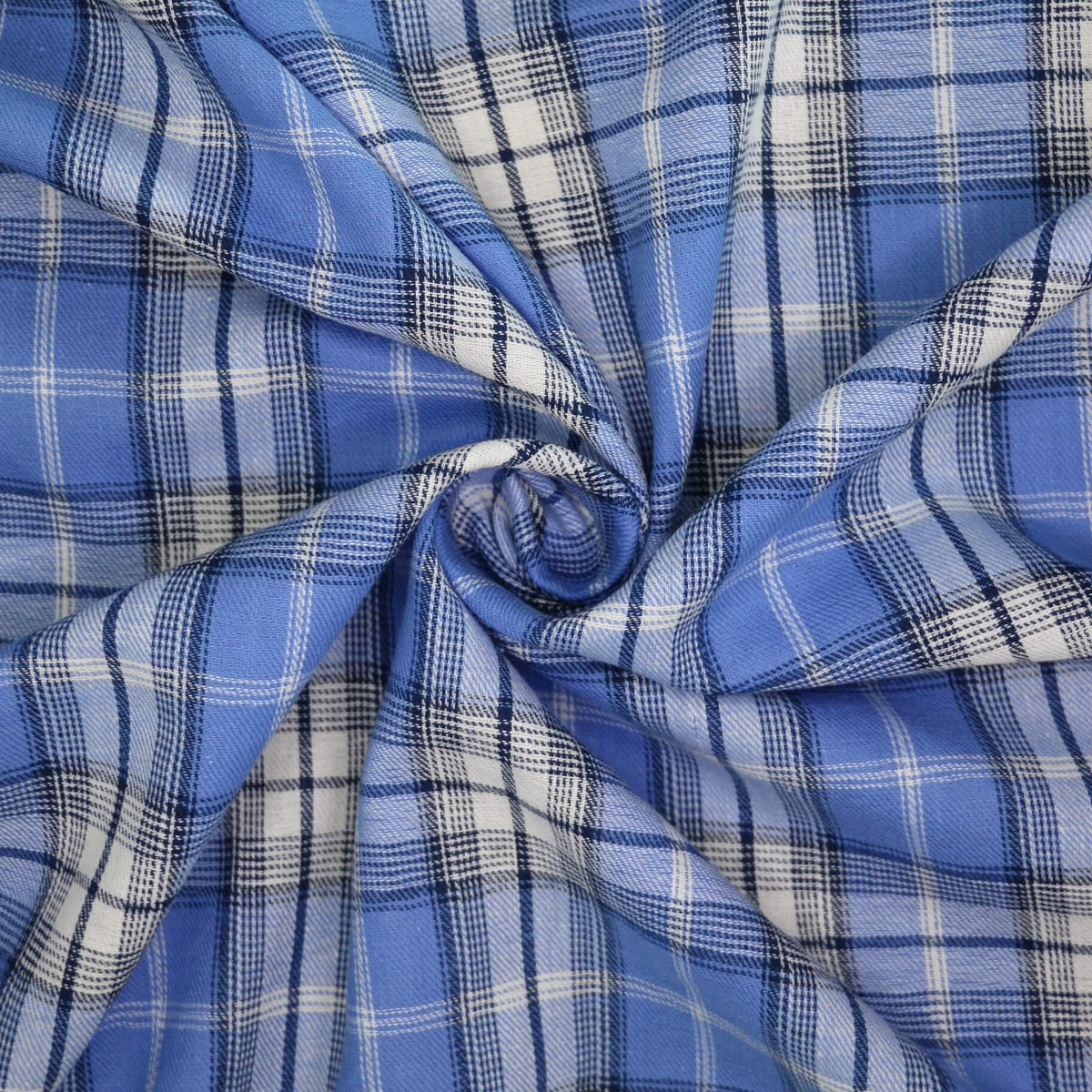 Blue Check Cotton per/metre