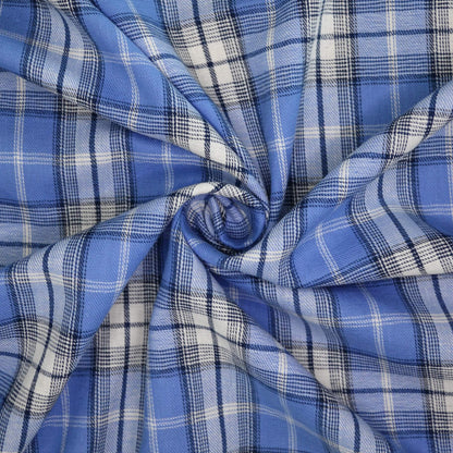 Blue Check Cotton per/metre