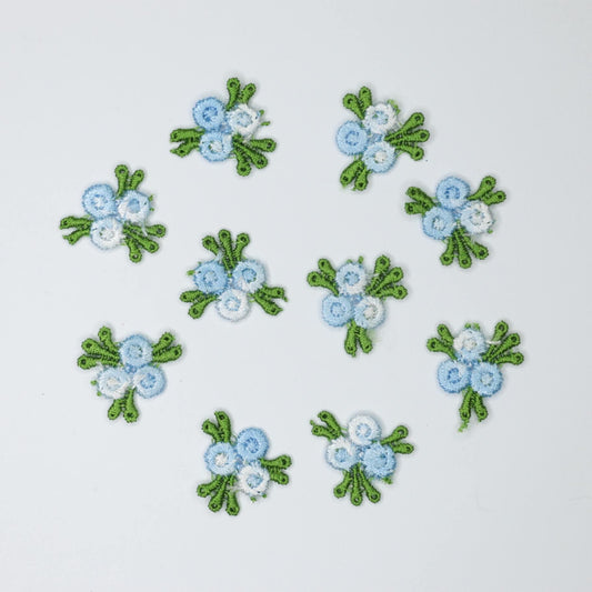 Blue Colourful Mini Floral Appliques 10pk