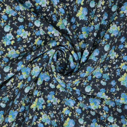 Blue Ditsy Floral Crepe per/metre