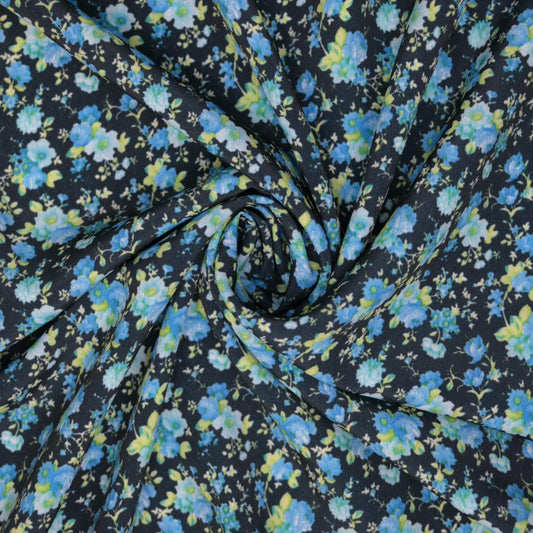 Blue Ditsy Floral Crepe per/metre