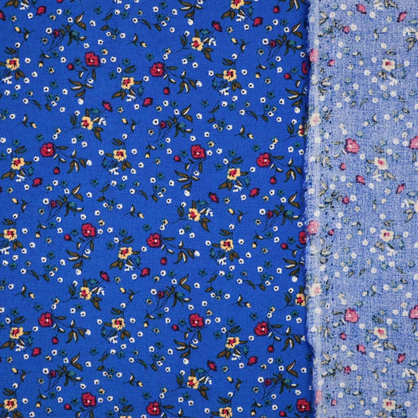 Blue Ditsy Floral Print Cotton per/metre