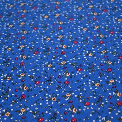 Blue Ditsy Floral Print Cotton per/metre