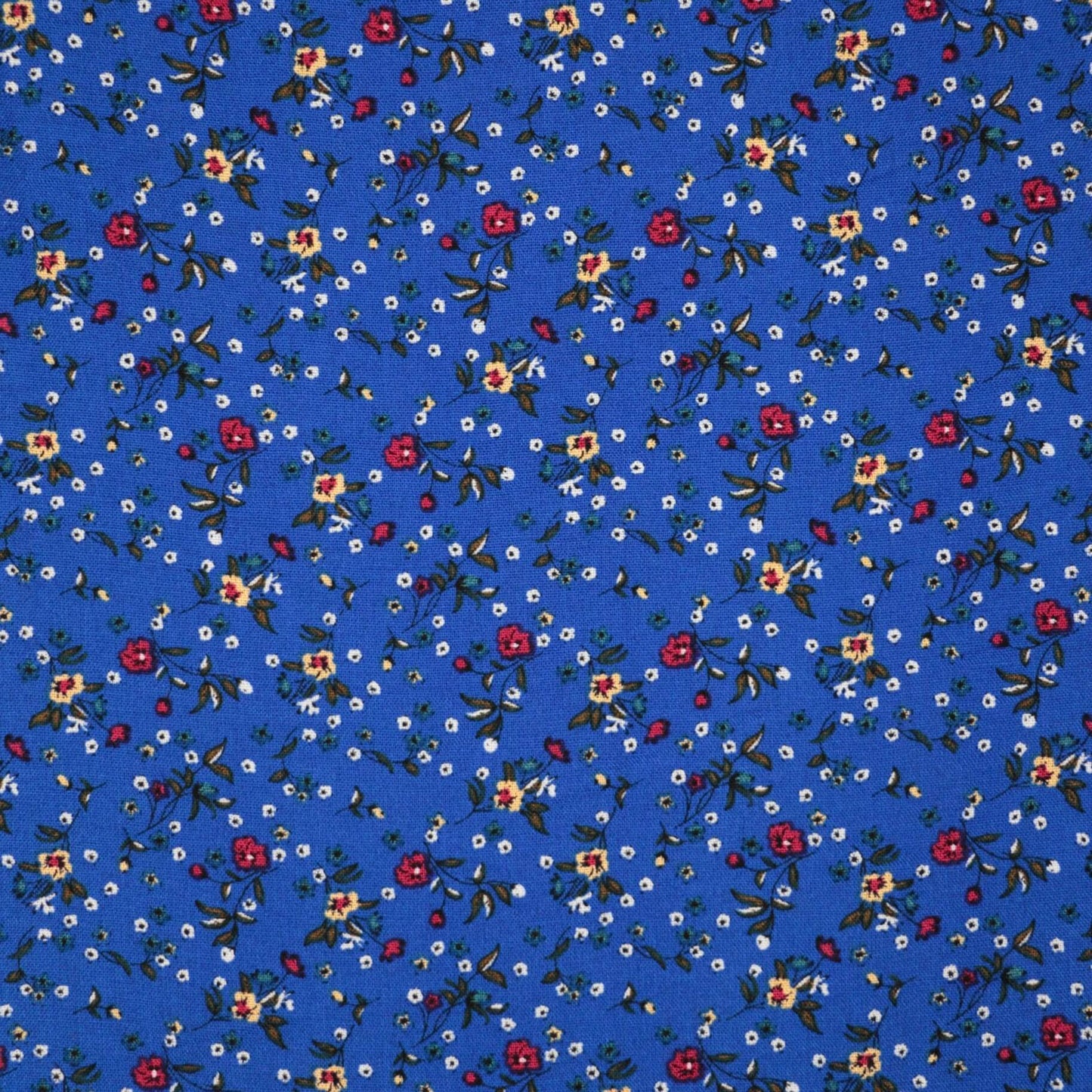 Blue Ditsy Floral Print Cotton per/metre