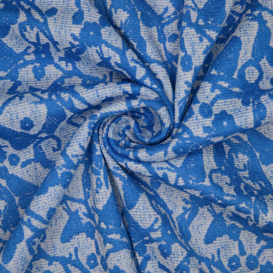 Blue Floral Jacquard Knit Jersey 1m