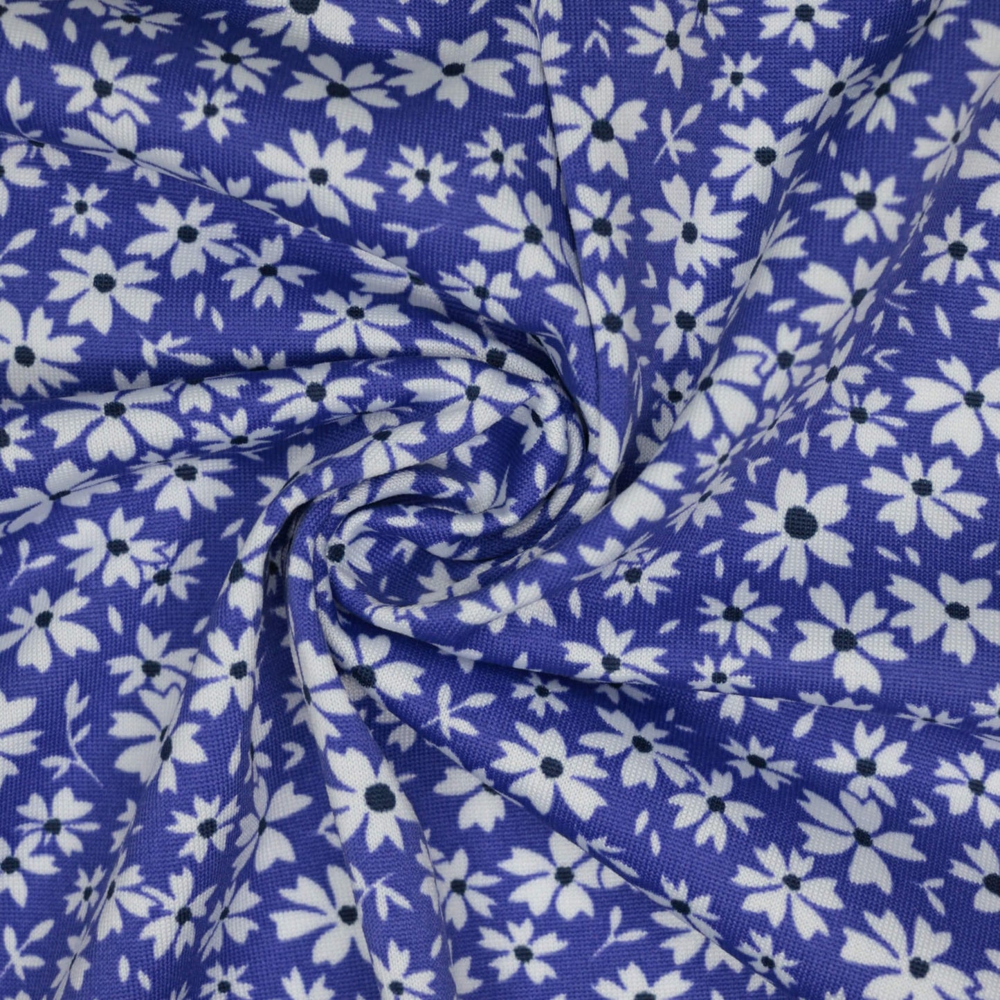 Blue Floral Jersey per/metre