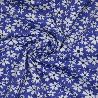 Blue Floral Jersey per/metre