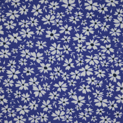 Blue Floral Jersey per/metre