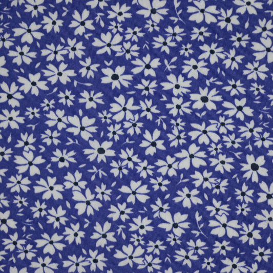 Blue Floral Jersey per/metre