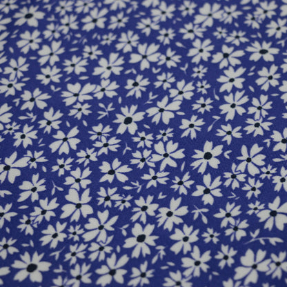 Blue Floral Jersey per/metre