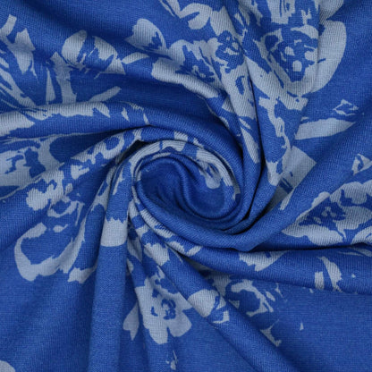 Blue Floral Jersey per/metre