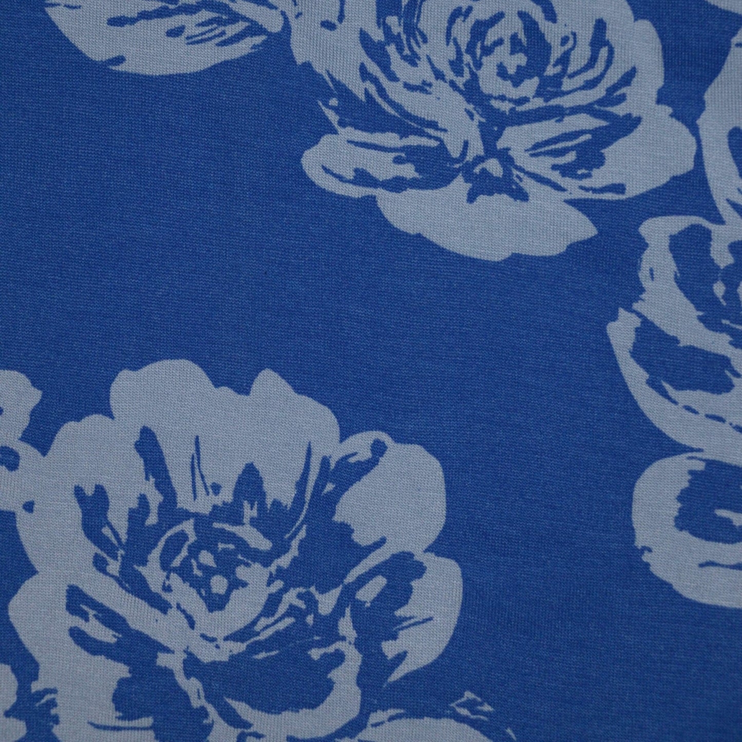 Blue Floral Jersey per/metre