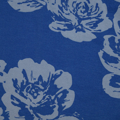 Blue Floral Jersey per/metre