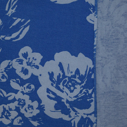 Blue Floral Jersey per/metre
