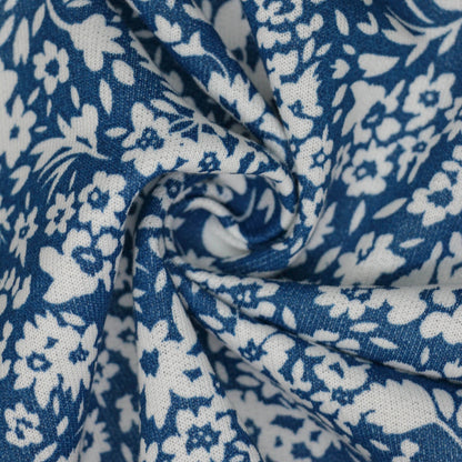 Blue Floral Loopback Sweatshirt per/metre