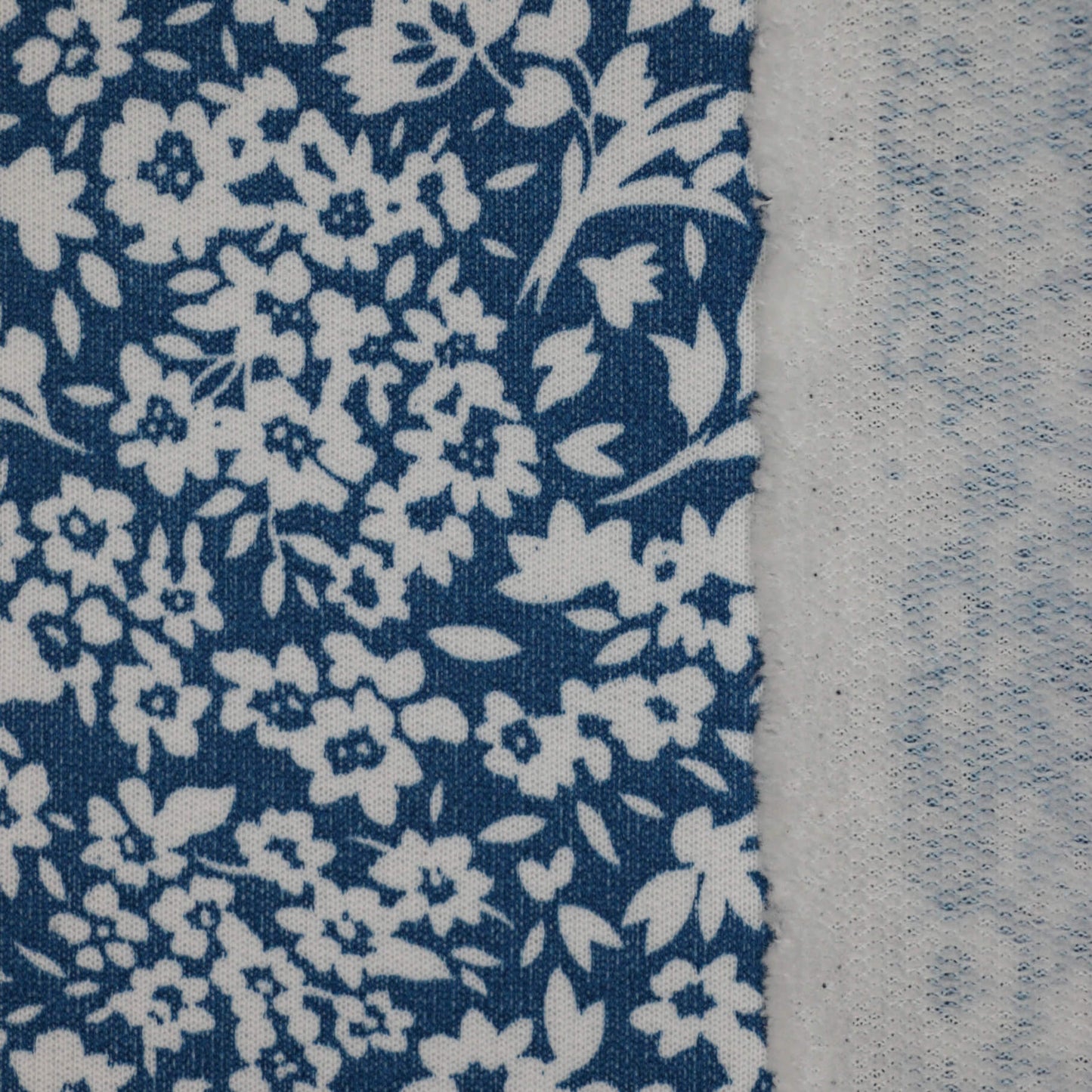 Blue Floral Loopback Sweatshirt per/metre